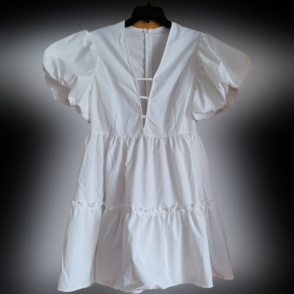 White Puff Sleeve Dress